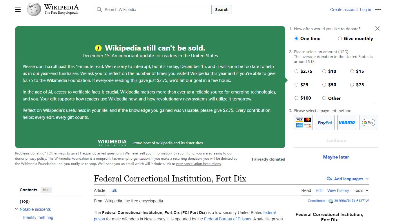 Federal Correctional Institution, Fort Dix - Wikipedia
